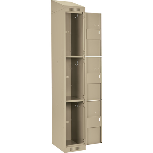 Clean Line Lockers, 3 -tier, Bank of 4, 48" x 18" x 78", Steel, Beige, Rivet (Assembled) Nuna Depot Inc.