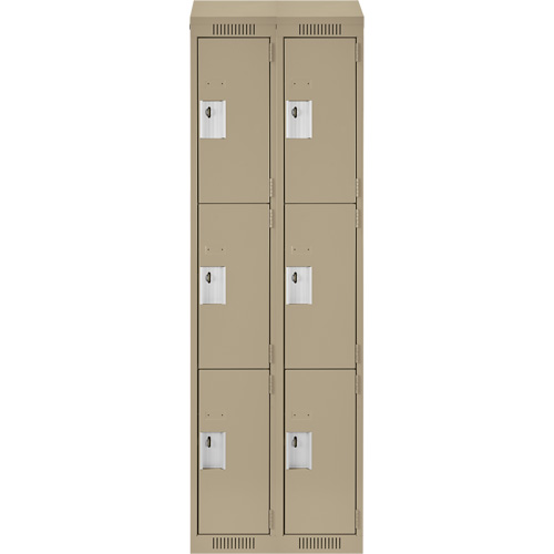 Clean Line Lockers, 3 -tier, Bank of 2, 24" x 18" x 78", Steel, Beige, Rivet (Assembled) Nuna Depot Inc.