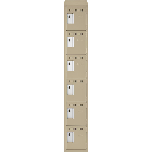 Clean Line Lockerette, 6 -tier, 12" x 18" x 78", Steel, Beige, Rivet (Assembled) Nuna Depot Inc.