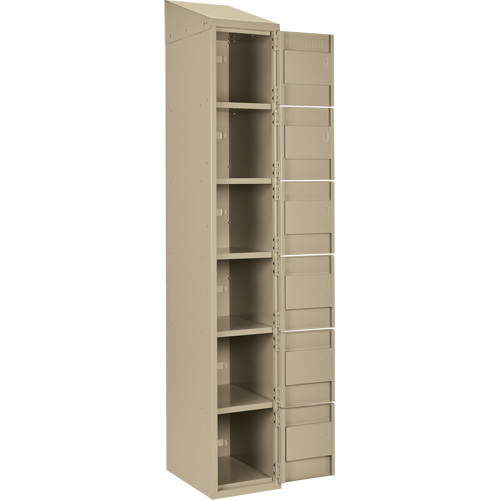 Clean Line Lockerette, 6 -tier, Bank of 4, 48" x 18" x 78", Steel, Beige, Rivet (Assembled) Nuna Depot Inc.