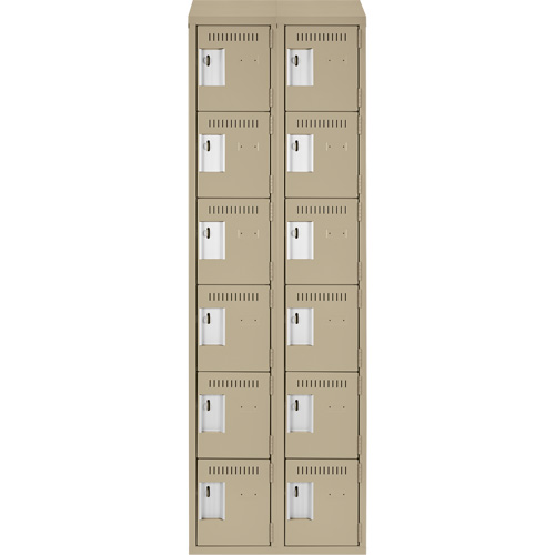 Clean Line Lockerette, 6 -tier, Bank of 2, 24" x 18" x 78", Steel, Beige, Rivet (Assembled) Nuna Depot Inc.