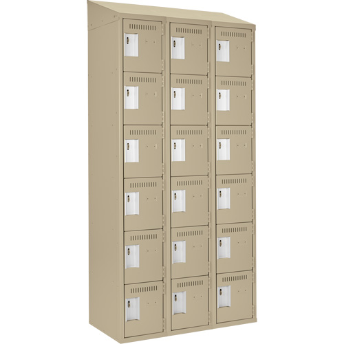 Clean Line Lockerette, 6 -tier, Bank of 3, 36" x 18" x 78", Steel, Beige, Rivet (Assembled) Nuna Depot Inc.