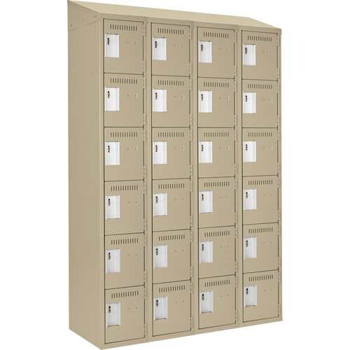 Clean Line Lockerette, 6 -tier, Bank of 4, 48" x 18" x 78", Steel, Beige, Rivet (Assembled) Nuna Depot Inc.