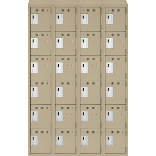 Clean Line Lockerette, 6 -tier, Bank of 4, 48" x 18" x 78", Steel, Beige, Rivet (Assembled) Nuna Depot Inc.
