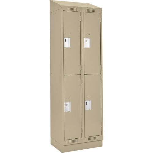 Clean Line Lockers, 2 -tier, Bank of 2, 24" x 18" x 82", Steel, Beige, Rivet (Assembled) Nuna Depot Inc.