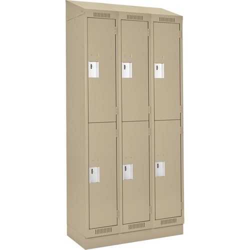 Clean Line Lockers, 2 -tier, Bank of 3, 36" x 18" x 82", Steel, Beige, Rivet (Assembled) Nuna Depot Inc.