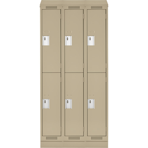 Clean Line Lockers, 2 -tier, Bank of 3, 36" x 18" x 82", Steel, Beige, Rivet (Assembled) Nuna Depot Inc.