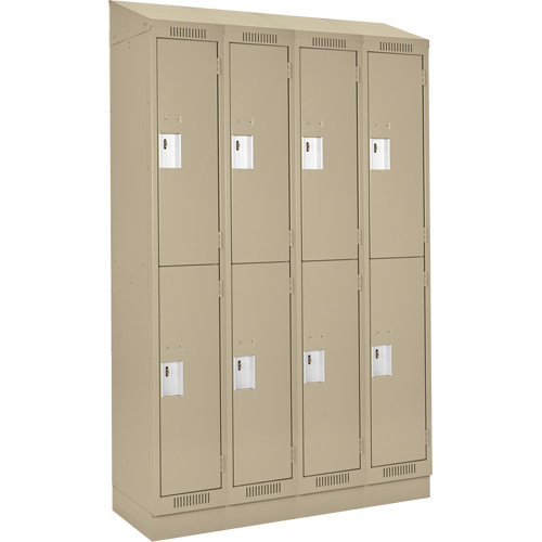 Clean Line Lockers, 2 -tier, Bank of 4, 48" x 18" x 82", Steel, Beige, Rivet (Assembled) Nuna Depot Inc.
