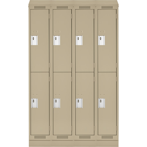 Clean Line Lockers, 2 -tier, Bank of 4, 48" x 18" x 82", Steel, Beige, Rivet (Assembled) Nuna Depot Inc.