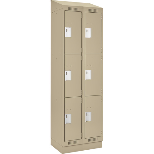 Clean Line Lockers, 3 -tier, Bank of 2, 24" x 18" x 82", Steel, Beige, Rivet (Assembled) Nuna Depot Inc.