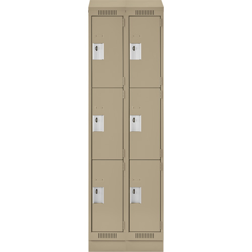 Clean Line Lockers, 3 -tier, Bank of 2, 24" x 18" x 82", Steel, Beige, Rivet (Assembled) Nuna Depot Inc.