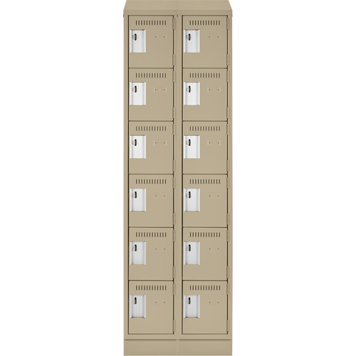 Clean Line Lockerette , 6 -tier, Bank of 2, 24" x 18" x 82", Steel, Beige, Rivet (Assembled) Nuna Depot Inc.
