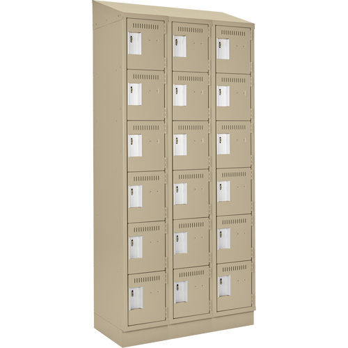 Clean Line Lockerette , 6 -tier, Bank of 3, 36" x 18" x 82", Steel, Beige, Rivet (Assembled) Nuna Depot Inc.