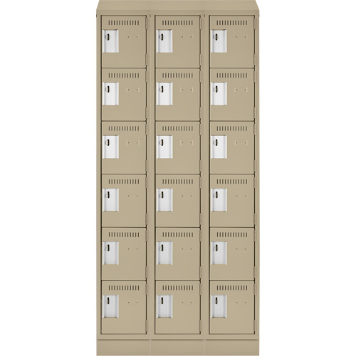 Clean Line Lockerette , 6 -tier, Bank of 3, 36" x 18" x 82", Steel, Beige, Rivet (Assembled) Nuna Depot Inc.
