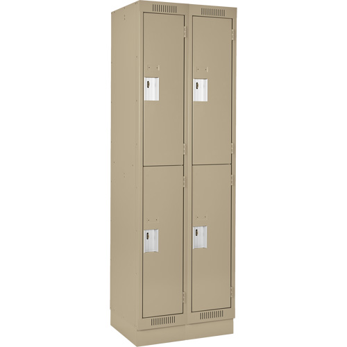 Clean Line Lockers, 2 -tier, Bank of 2, 24" x 18" x 76", Steel, Beige, Rivet (Assembled) Nuna Depot Inc.
