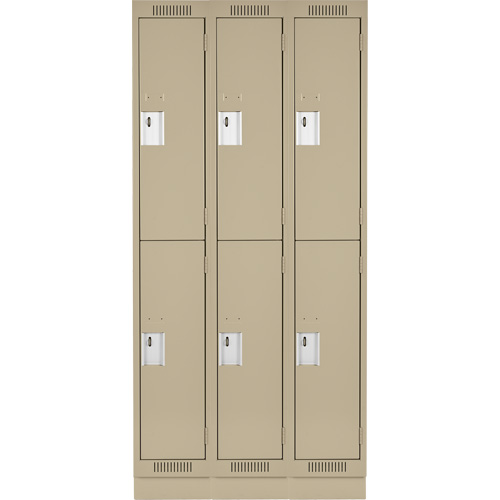 Clean Line Lockers, 2 -tier, Bank of 3, 36" x 18" x 76", Steel, Beige, Rivet (Assembled) Nuna Depot Inc.