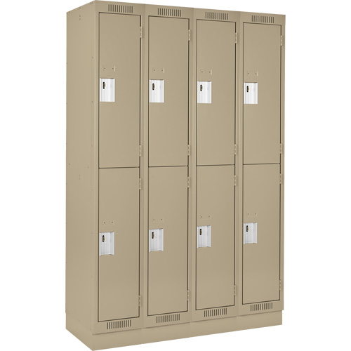 Clean Line Lockers, 2 -tier, Bank of 4, 48" x 18" x 76", Steel, Beige, Rivet (Assembled) Nuna Depot Inc.