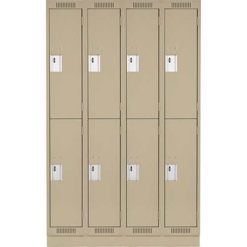 Clean Line Lockers, 2 -tier, Bank of 4, 48" x 18" x 76", Steel, Beige, Rivet (Assembled) Nuna Depot Inc.