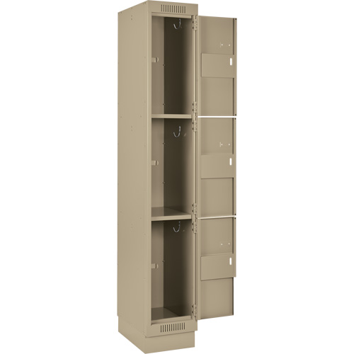 Clean Line Lockers, 3 -tier, Bank of 4, 48" x 18" x 76", Steel, Beige, Rivet (Assembled) Nuna Depot Inc.