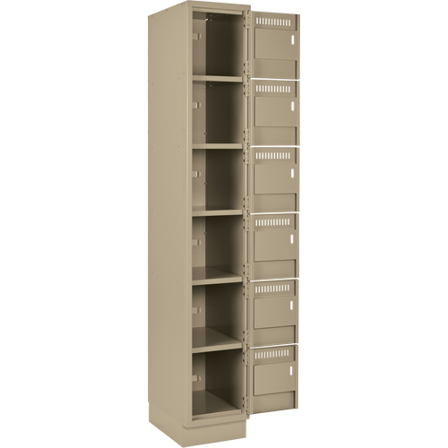 Clean Line Lockerette, 6 -tier, Bank of 4, 48" x 18" x 76", Steel, Beige, Rivet (Assembled) Nuna Depot Inc.