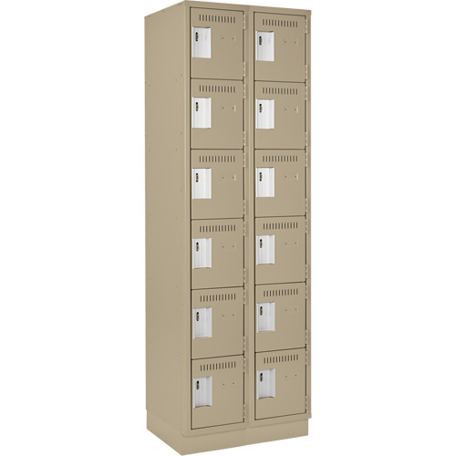 Clean Line Lockerette, 6 -tier, Bank of 2, 24" x 18" x 76", Steel, Beige, Rivet (Assembled) Nuna Depot Inc.