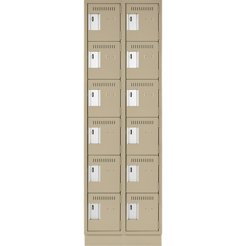 Clean Line Lockerette, 6 -tier, Bank of 2, 24" x 18" x 76", Steel, Beige, Rivet (Assembled) Nuna Depot Inc.