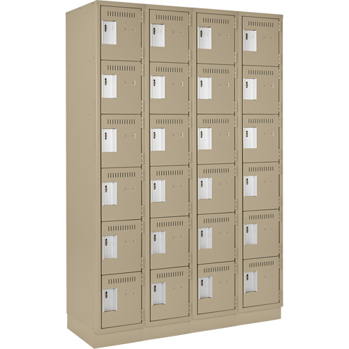 Clean Line Lockerette, 6 -tier, Bank of 4, 48" x 18" x 76", Steel, Beige, Rivet (Assembled) Nuna Depot Inc.