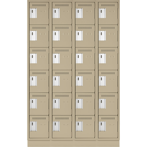 Clean Line Lockerette, 6 -tier, Bank of 4, 48" x 18" x 76", Steel, Beige, Rivet (Assembled) Nuna Depot Inc.