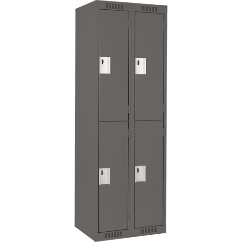 Clean Line Lockers, 2 -tier, Bank of 2, 24" x 18" x 72", Steel, Charcoal, Rivet (Assembled) Nuna Depot Inc.
