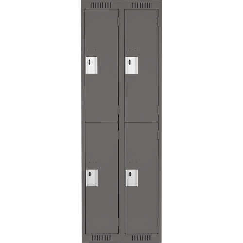 Clean Line Lockers, 2 -tier, Bank of 2, 24" x 18" x 72", Steel, Charcoal, Rivet (Assembled) Nuna Depot Inc.