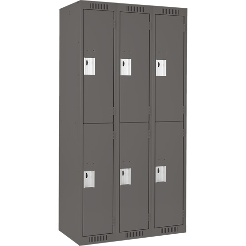 Clean Line Lockers, 2 -tier, Bank of 3, 36" x 18" x 72", Steel, Charcoal, Rivet (Assembled) Nuna Depot Inc.