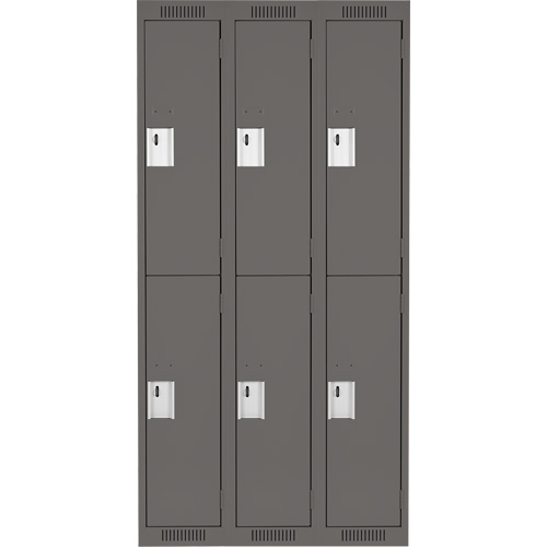 Clean Line Lockers, 2 -tier, Bank of 3, 36" x 18" x 72", Steel, Charcoal, Rivet (Assembled) Nuna Depot Inc.