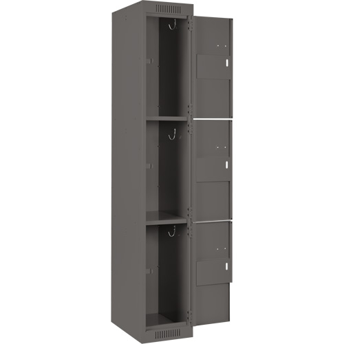 Clean Line Lockers, 3 -tier, Bank of 3, 36" x 18" x 72", Steel, Charcoal, Rivet (Assembled) Nuna Depot Inc.