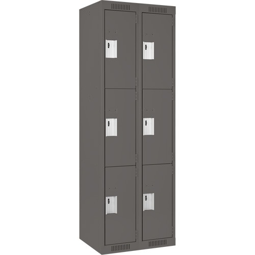 Clean Line Lockers, 3 -tier, Bank of 2, 24" x 18" x 72", Steel, Charcoal, Rivet (Assembled) Nuna Depot Inc.