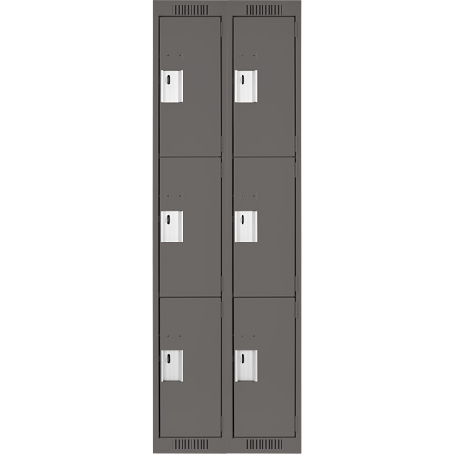 Clean Line Lockers, 3 -tier, Bank of 2, 24" x 18" x 72", Steel, Charcoal, Rivet (Assembled) Nuna Depot Inc.
