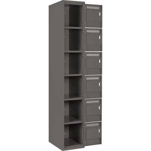 Clean Line Lockerette, 6 -tier, Bank of 4, 48" x 18" x 72", Steel, Charcoal, Rivet (Assembled) Nuna Depot Inc.