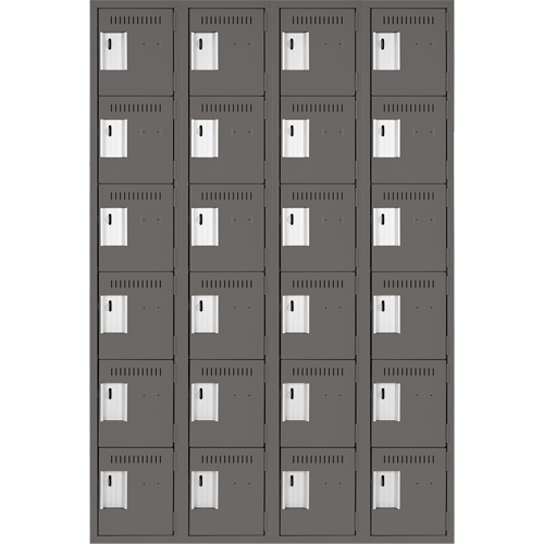 Clean Line Lockerette, 6 -tier, Bank of 4, 48" x 18" x 72", Steel, Charcoal, Rivet (Assembled) Nuna Depot Inc.