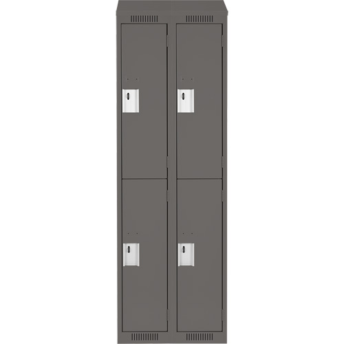 Clean Line Lockers, 2 -tier, Bank of 2, 24" x 18" x 78", Steel, Charcoal, Rivet (Assembled) Nuna Depot Inc.