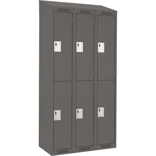 Clean Line Lockers, 2 -tier, Bank of 3, 36" x 18" x 78", Steel, Charcoal, Rivet (Assembled) Nuna Depot Inc.