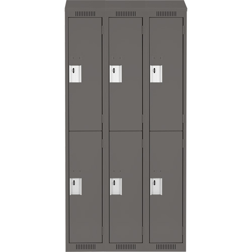 Clean Line Lockers, 2 -tier, Bank of 3, 36" x 18" x 78", Steel, Charcoal, Rivet (Assembled) Nuna Depot Inc.