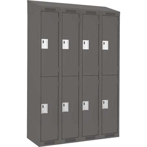 Clean Line Lockers, 2 -tier, Bank of 4, 48" x 18" x 78", Steel, Charcoal, Rivet (Assembled) Nuna Depot Inc.