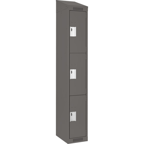 Clean Line Lockers, 3 -tier, 12" x 18" x 78", Steel, Charcoal, Rivet (Assembled) Nuna Depot Inc.