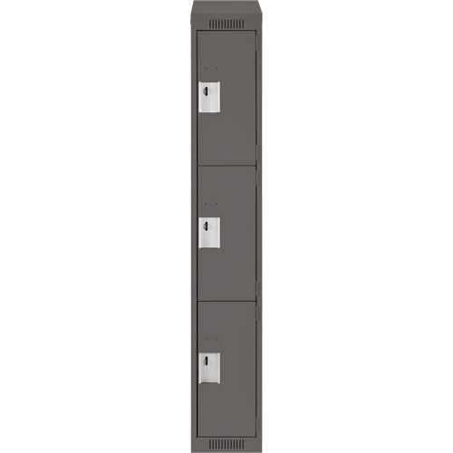 Clean Line Lockers, 3 -tier, 12" x 18" x 78", Steel, Charcoal, Rivet (Assembled) Nuna Depot Inc.
