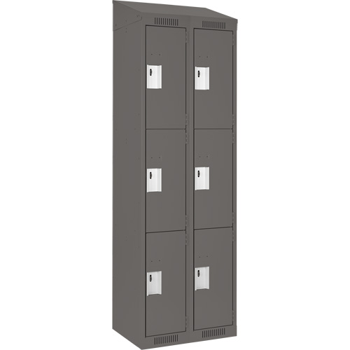 Clean Line Lockers, 3 -tier, Bank of 2, 24" x 18" x 78", Steel, Charcoal, Rivet (Assembled) Nuna Depot Inc.