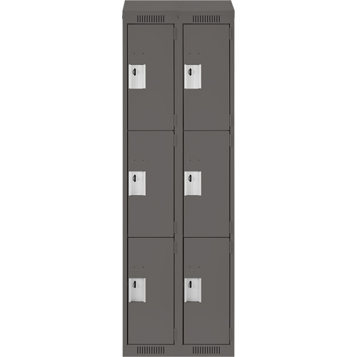 Clean Line Lockers, 3 -tier, Bank of 2, 24" x 18" x 78", Steel, Charcoal, Rivet (Assembled) Nuna Depot Inc.