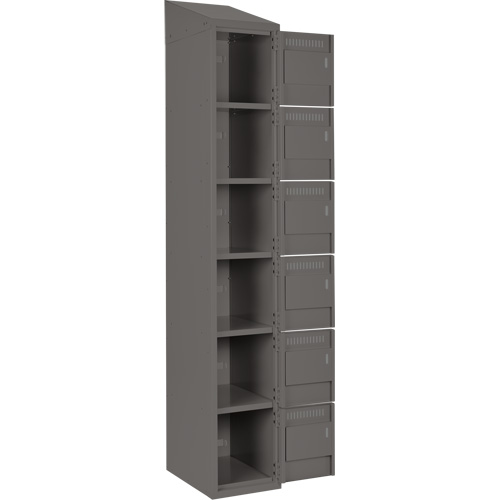 Clean Line Lockerette, 6 -tier, Bank of 3, 36" x 18" x 78", Steel, Charcoal, Rivet (Assembled) Nuna Depot Inc.