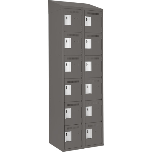 Clean Line Lockerette, 6 -tier, Bank of 2, 24" x 18" x 78", Steel, Charcoal, Rivet (Assembled) Nuna Depot Inc.