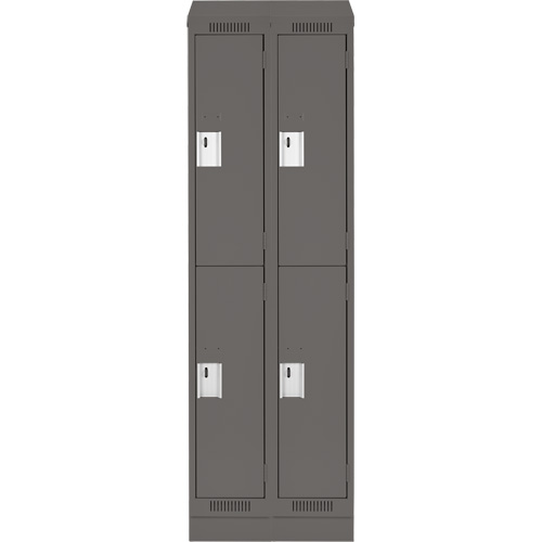 Clean Line Lockers, 2 -tier, Bank of 2, 24" x 18" x 82", Steel, Charcoal, Rivet (Assembled) Nuna Depot Inc.
