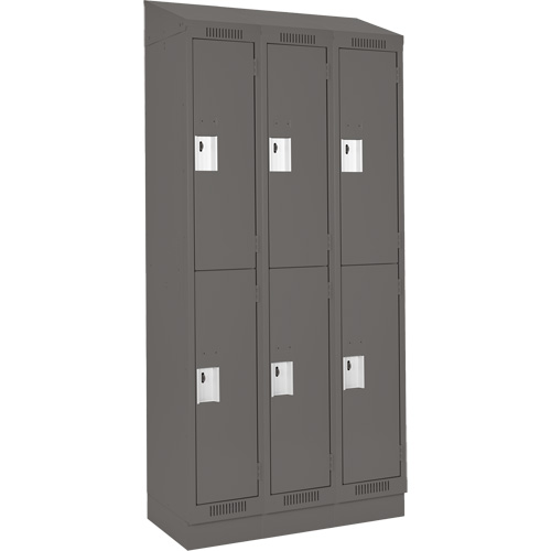 Clean Line Lockers, 2 -tier, Bank of 3, 36" x 18" x 82", Steel, Charcoal, Rivet (Assembled) Nuna Depot Inc.