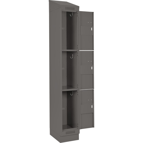 Clean Line Lockers, 3 -tier, Bank of 4, 48" x 18" x 82", Steel, Charcoal, Rivet (Assembled) Nuna Depot Inc.